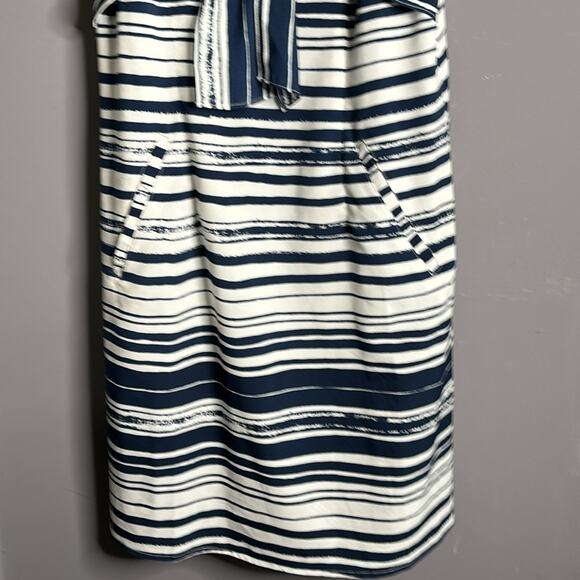 Cabi Blue and White Striped Spaghetti Strap Dress With Bow and Pockets Size S - Picture 3 of 11